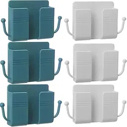 OIVO INDIA Wall Charger Hook Mobile Phone Holder Universal Cellphone Hanging Bracket Hooks Charging Dock Stand (Blue & White, Combo of 6)-picture-27