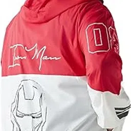 X Marvel Iron Man Men's Nylon Oversized Fit Hooded Plus Size Windcheater Jacket | Bewakoof Air 1.0 | Jacket for Men Winter Wear-image-0
