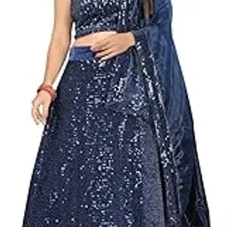 fashionfit art Women's Embellished Sequence Velvet Ethnic wear Semi-stitched Lehenga Choli With Dupatta Set (N-55458_Blue)-picture-45