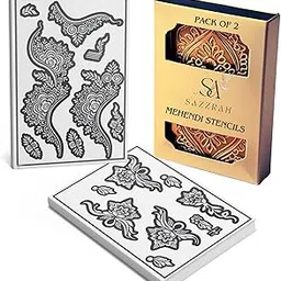 SAZZRAH Mehandi Stickers – Stunning Mehendi Stencil Kit with Mehndi Stickers for Hands Arabic & Mehandi Stencils for Full Hand – Easy-to-Use & Beautiful Designs (Pattern09)-image-25