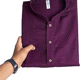foxdx Men's Rayon Blend Solid Regular Fit Full Sleeve Short Kurta | Ethnic, Lightweight Kurta for Daily & Occasion-picture-41