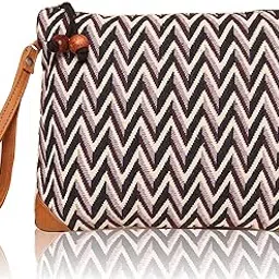 ASTRID Cotton Black And White Zig Zag Pouch image 1
