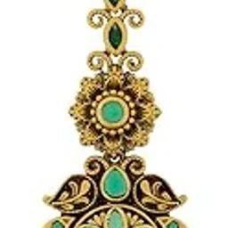 Fashion Jewellery Green Gold Polished Copper Antique Tikka, Best for Festive Season & Special Occasion - 449227-image-89