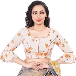rene Women's Cotton Floral Ruffle Sleeve Blouse image 1
