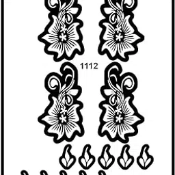Flower Pattern with Mini Star Mehndi Stencil Sticker for Simple Event’s-picture-24