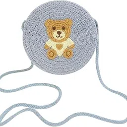 Kids Straw Teddy Bear Crossbody Purse, Cotton Mini Bag for Girls, Natural Straw Finish, Lightweight 100g-picture-42