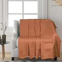 Saral Home Beige 100% Cotton Unique Waffle Design-picture-41