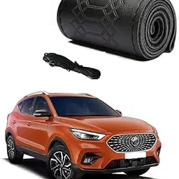 Car Steering Wheel Cover with Needle Thread Leather Sleeve Anti-Slip Breathable Full Black Color Suitable for MG Astor-picture-34