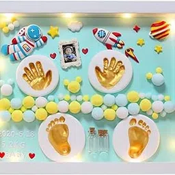 BIYALI Baby Handprint & Footprint Preservation Kit With Decorative Wooden Frame | New Born Baby Gifts Set | Baby Products Includes Safe, Non-Toxic Clay & Casting Materials For Foot & Hand - Multicolor-picture-28