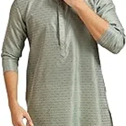 diwas by manyavar Men's Art Silk Self Design Kurta (1pc)-picture-18