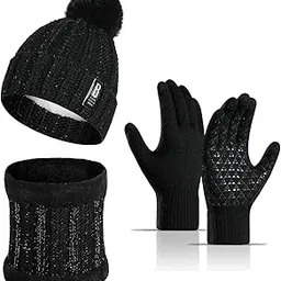 tomorrow fashion Tomorrow Winter Cap, Neck Warmer Scarf with Touch Gloves Set | Beanie Style | 3 Piece Set - Stay Warm and Stylish this Winter-picture-29