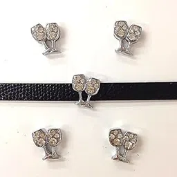20pcs Set Silver Rhinestone Pair Wine Meganess Slide Charms Fits 8mm Wristband Jewelry/Crafts (USA Seller)-picture-20