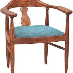 SHRI MINTU'S ART Wooden Armchair with Cushion | Single Seater Sofa Round Arm Chair for Living, Drawing Room, Hall, Balcony & Office | Solid Wood Sheesham, Natural Finish-picture-22