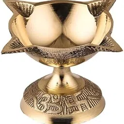 ROLIMOLI 4 Face Brass Diya for Pooja, Mandir, Diwali Festival Oil lamp Diya for Daily Pooja/Diwali Pooja Charmukhi Diya for Pooja (Size - 4.5cm) Pack of - 1-picture-23