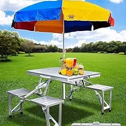 NIRTIK Picnic-Table-Heavy-Duty-Outdoor-Aluminium-Portable-Folding-Camp-Suitcase-Picnic-Table-and-4-Chairs-Set-with-Umbrella (ASD-1)-picture-38