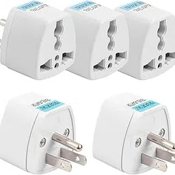 Ocko Universal Type B USA Conversion Adapter Plug | 3 Pin Converter Socket | Indian to Universal Adapter | USA, Canada, Brazil to India | Suitable for Laptop, Camera, Charger (Pack of 5, White)-image-41