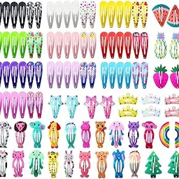Star Work Toddler Hair Clips, Cute Mini Snap Barrettes for Baby Girls Kids, Colorful Small Metal Clips for Fine Hair Styling (100 PCS Animal Print), Multi image 1