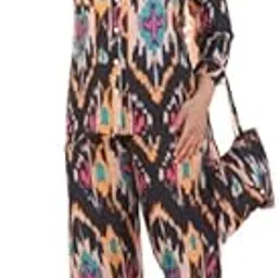 Women's Cotton Printed Night Suit, Black and White Floral-picture-26