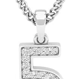 diamtrendz Gold Plated Pure 925 Sterling Silver Number 5 Pendant Without Chain | Zirconia Studded Diamond Like Shine | Rose Gold and Rhodium Plating Options Available | Model PS00637-picture-31