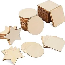 NIVARA MDF 60 Pieces Unfinished Wood Blank Wooden Cutouts Square Circles Stars for DIY and Crafts | Decoupage, Resin Art Work & Decoration and Parties. | 3mm MDF | 4 inch-picture-12