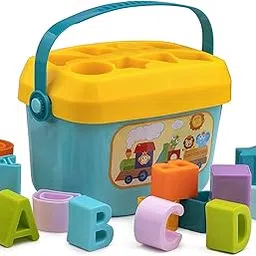 Baby First Blocks Activity Toys Sorter Baby and Toddler Toy ABCD Learning Shape Alphabets Storage Bucket Toys-picture-34