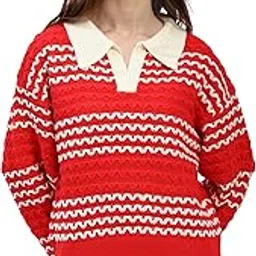 global republic Wool Blend Woven Print Shirt Collar Pullover for Women (17165)-picture-18