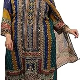 extra love by libas Plus Size Womens Printed Organza Straight Kurta With Trousers and Dupatta-picture-30