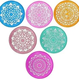 Ascension 6 Designer Plastic Rangoli Stencils Making Kit Rangoli Stamp Flowers Assorted Multi Designs Colourful Rangoli Designs Rangoli Making Stencils 10inches-picture-22