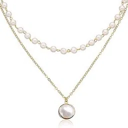 Rose Gold Plated Pearl Pendant Necklace Chain Fashion Stylish Design Jewellery Gift For Women Valentines Gift for Her|Rakhi Rakshabandhan Gift for Sister Bhabhi, Gifts for Women-image-49
