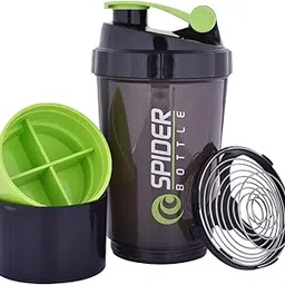 Spider Bottle Protein Shaker, 500ml, Leak-Proof Design with Storage Compartment, Black and Green-picture-46
