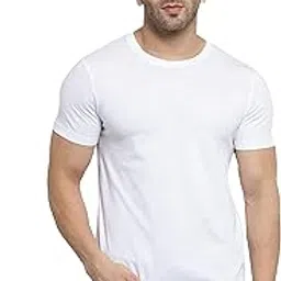 Men's Polyester Plain Black Polyster Compatebal T-Shirt, Crew Neck (In, Alpha, L, Regular, White)-picture-16