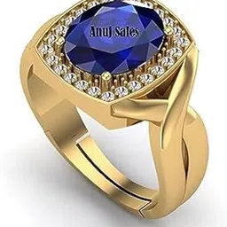 ayush gems 14.25 Ratti 13.25 Carat Certified Original Blue Sapphire Gold Plated Ring Panchdhatu Adjustable Neelam Ring for Men & Women by Lab Certified-picture-30