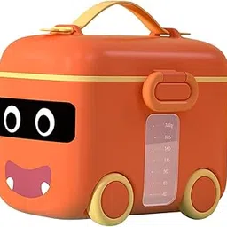 Mini Baby The Baby Store Baby Milk Powder Dispenser Box With Spoon & Carry Handle. Baby, Kids Milk Powder Box. Capacity Of 180G. (Orange),1 Count-picture-43