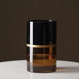 Pure Home + Living Brown & Black Two Tone Cylindrical Glass Vase Perfect for Wedding & Home Decorative for Home Decor Living Room Office (Pack of 1)-picture-26