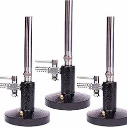 Bello Bunsen Burner With Stop Cock And Brass Pipe for lab use in school or colleges, flame or heat apparatus for many applications - set of 3-picture-20