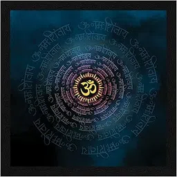 ArtX Paper OM Namah Shivaya Blue Wall Art Painting, Multicolor, Abstract, 13X13 in, Set of 1-picture-48
