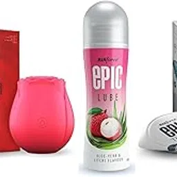 Manforce Epic Aura Massager | 10 Vibration Modes,Epic Lube | Aloe Vera & Litchi | 60ml | Water-based & Epic ThinX | Ultra Thin Condoms with Easy Peel Pack | 3 Pcs-picture-29