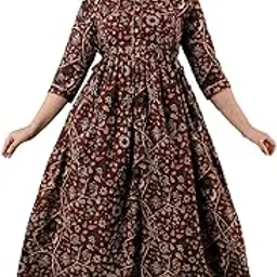 gopi raju Women's Pure Cotton All Over Printed Maternity Gown Feeding Nighty A line Feeding Dress Kurti Gown-picture-57