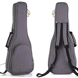 Linen Simple Ukulele Case 10mm Sponge Portable Waterproof Ukuleles Bag Cover Uke gig Bag with Accessory Storage Pocket 23 in Concert (Concert23/24, Grey) image 1