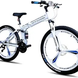 Appgrow Folding Multispeed Bike | Dual Suspension | Dual Disc | Mag Wheel | 21 Speed | White (Unisex) (26T)-picture-11