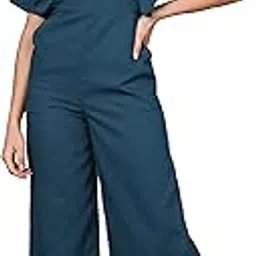 serein Women's Jumpsuit (Light Blue Floral Printed Crepe Straps Shoulder Jumpsuit)-picture-12