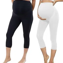 litelooks clothing Women's Cotton Lycra 3/4 Capri Maternity Leggings - Comfortable, Seam-Free, High Waist Support, Stretchable Pants for Pre & Post Pregnancy-picture-17