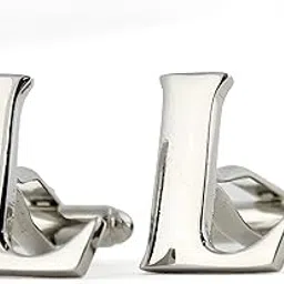 peluche Silver Coloured Alphabet Cufflink (Letter L)-picture-16