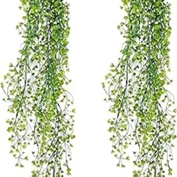 De Gardenia Artificial Vines Fake Greenery Garland Willow Leaves Faux Hanging Plants Trailing Weeping Ivy Drooping Hanging Vines Faux Plants Realistic Home Office Christmas Holiday Decor (1, Design6) image 1