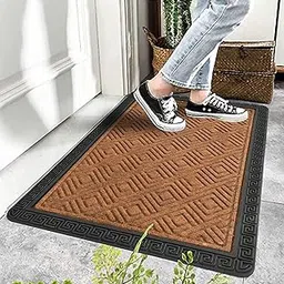 MEGA CART HOME Dirt Trapping Heavy Duty Weather Resistant Durable Non-Slip Backing Doormat/Bathmat/Entrance Mat for Indoor/Outdoor||40x60 cm,BRWN-picture-11
