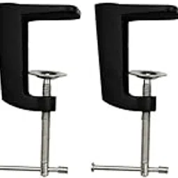 UJEAVETTE 4Pcs Metal Adjustable Arm Desk Clamp Table Lamp Clip Holder Stand Black-image-30