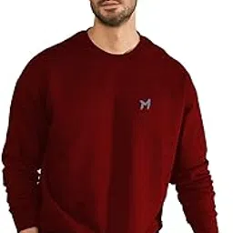 mebadass Solid Cotton Blend Mens Round Neck Relaxed Fit Sweatshirt-picture-18