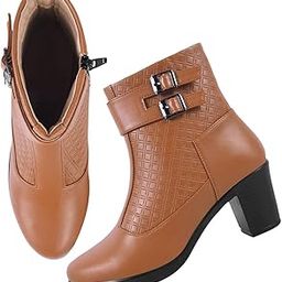 tryme Attractive Ankle Length Block Heel Boots Comfortable Trendy Zipper Boots for Womens & Girls-picture-47
