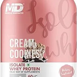 MD MUSCLE DOMINATOR Isolate Whey Protein Powder for Men & Women | Cream & Cookies Flavor | Low Carb, Lactose-Free, Fast Absorbing Isolate Protein with BCAAs for Lean Muscle, Strength & Recovery – 2KG-image-65