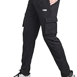 trendarc Men's Regular Fit Cargo Style Joggers Track Pants, Elasticated Waist, Contrast Drawstrings, Side Zipper Pockets-picture-23